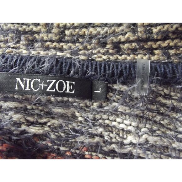 Nic+Zoe Cardigan Sweater Womens Large Artzy Open Front Drape Shawl Eyelash Fuzzy - Picture 3 of 12